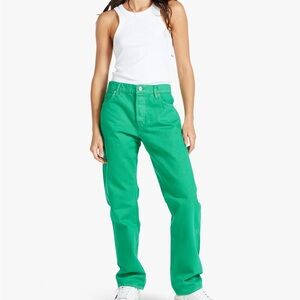 Frame Denim Straight Leg Jeans in Bright Green